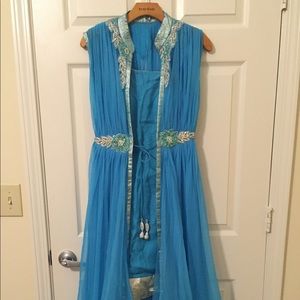 Anarkali - blue and silver